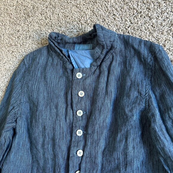 CP Shades Women's Sz Extra Small Blue 100% Linen Button-Up Jacket - Picture 2 of 9